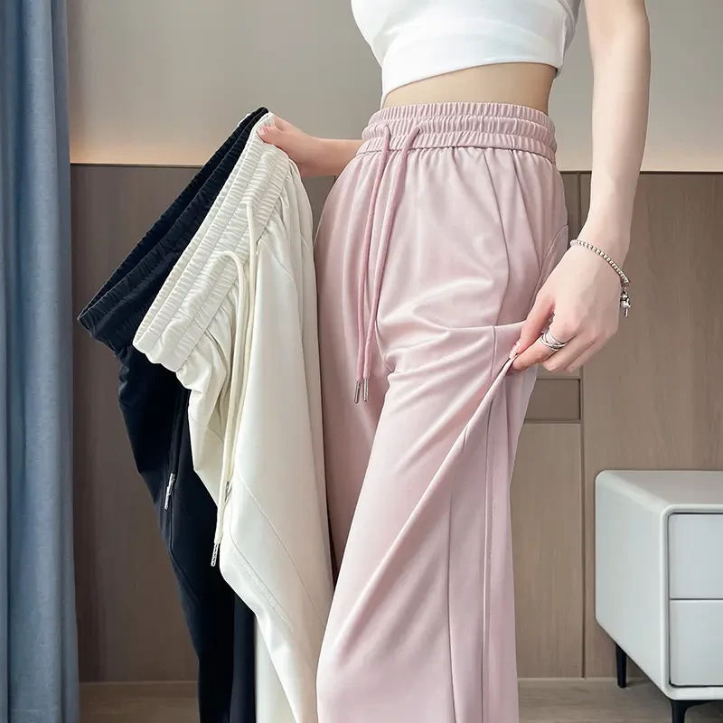 香蕉裤夏季薄款直筒裤高腰宽松休闲裤垂感显瘦运动裤小个子九分裤