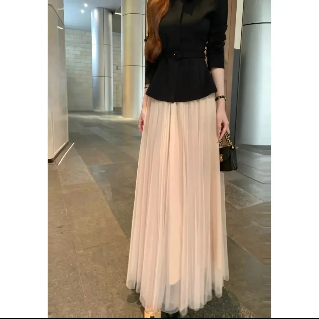 2025年秋季新款韩系高级感气质收腰显瘦西装外套+网纱半裙