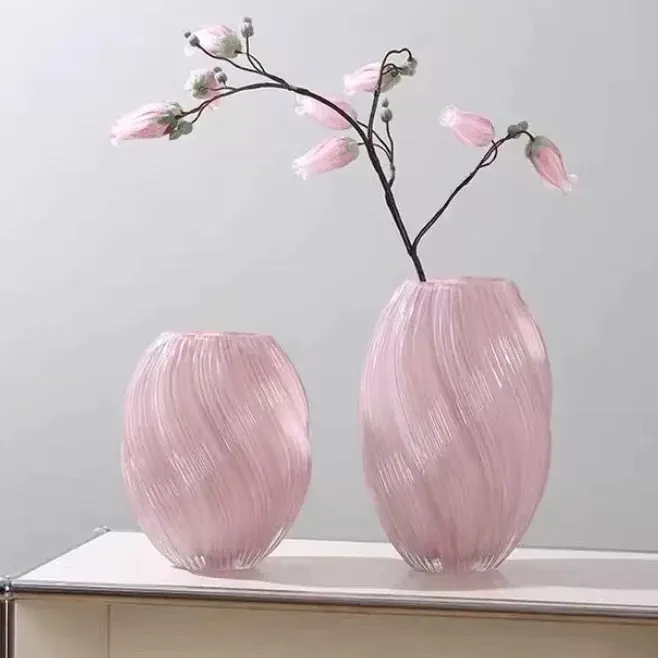 以舟网红麦芽糖玻璃花瓶摆件轻奢高级感客厅鲜花干花插花水养花瓶