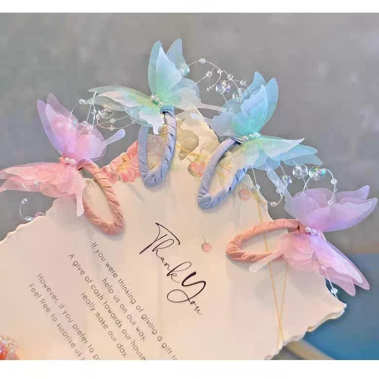 2025春款仙气渐变蝴蝶儿童对夹 网红编发做造型女童BB夹头饰发饰