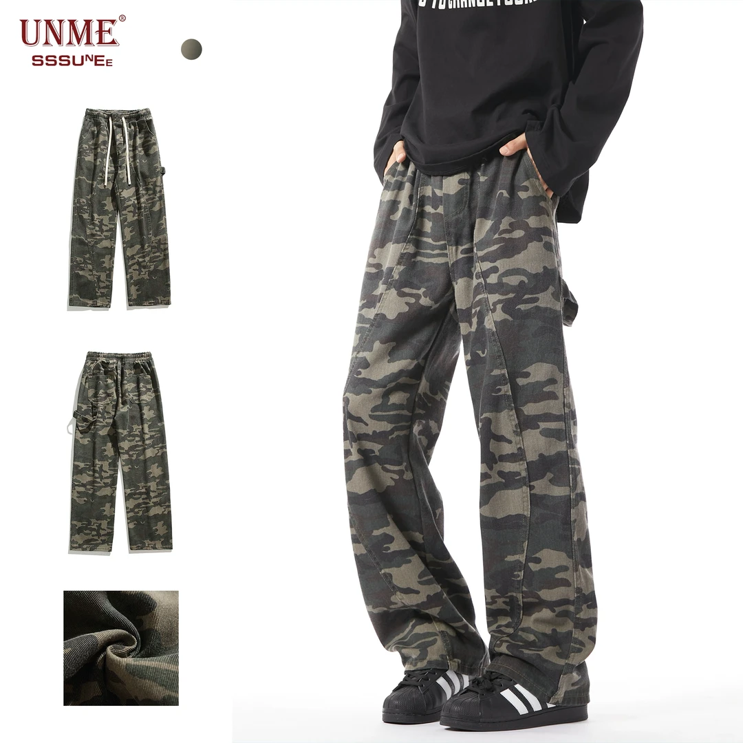 【拼接水迷彩裤】秋冬cleanfit男士春秋休闲裤运动直筒夏季宽松潮流