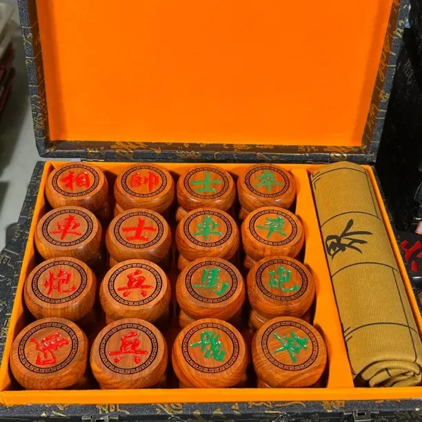 西藏新疆包邮6分非洲实木原木红花梨双面阴雕邵氏紫檀红木象棋中