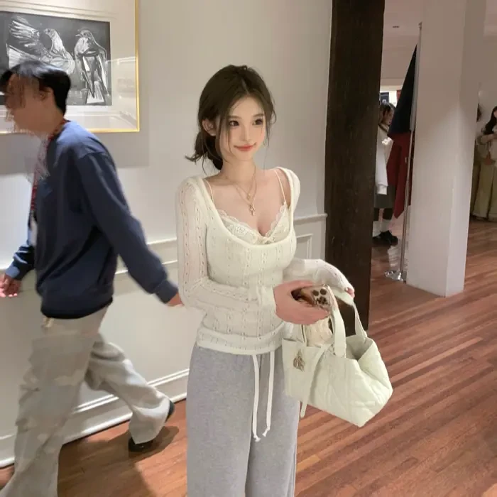 显瘦百搭垂感宽松裤子女灰色抽绳休闲裤减龄百搭内搭搭配纯欲上衣