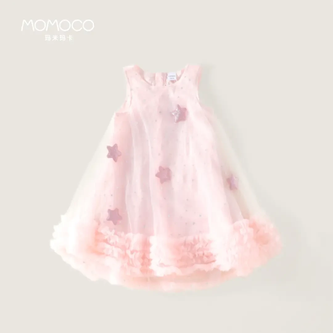 MOMOCO夏季女童甜美时尚法式蓬蓬裙高级设计感连衣裙77680477001
