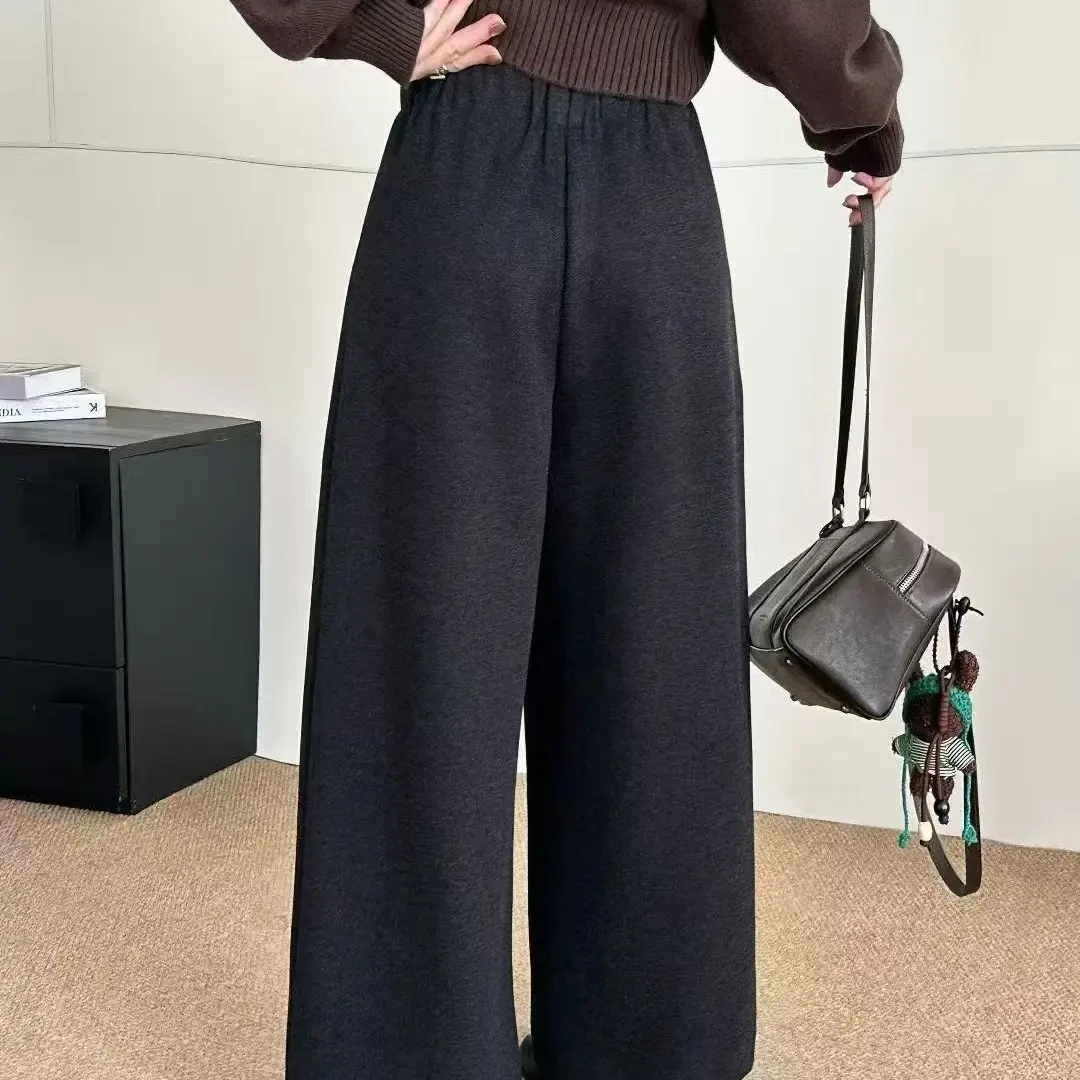 秋冬加绒阔腿休闲裤女气质百搭显瘦遮胯