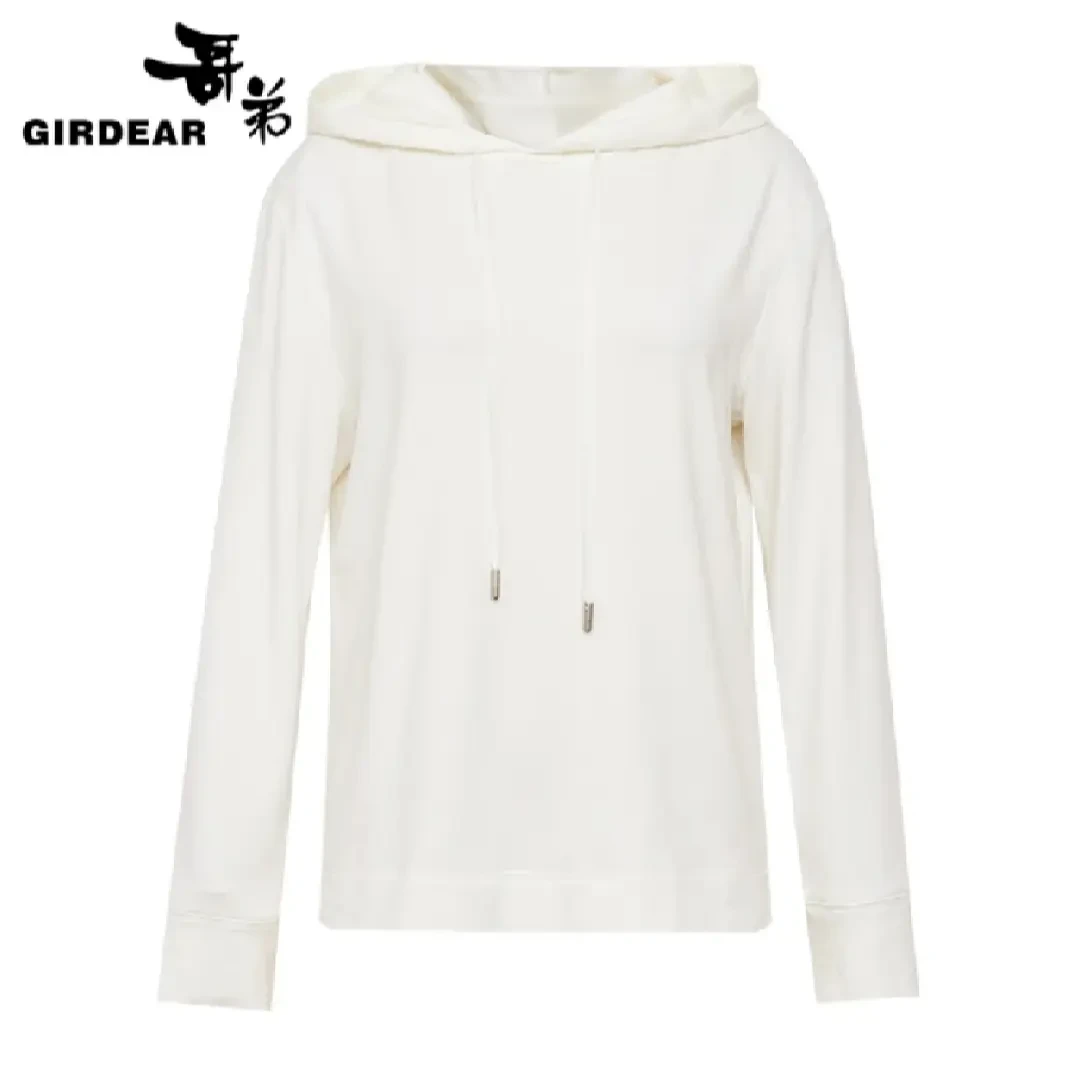 GIRDEAR/哥弟新款女装简约时尚通勤显瘦百搭长袖连帽卫衣1300918
