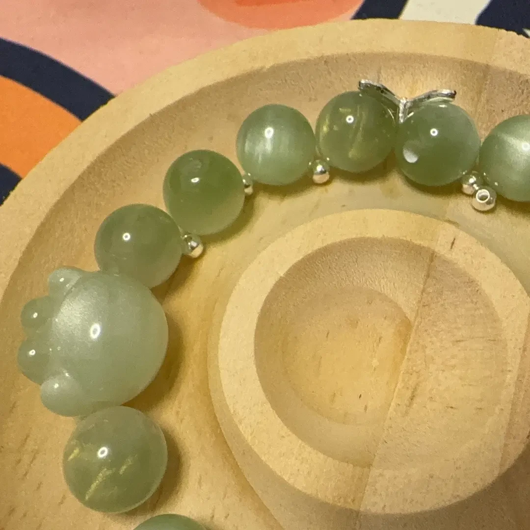 树脂手链 翠色冰绿无事牌手链女ins小众设计新款复古树脂手串