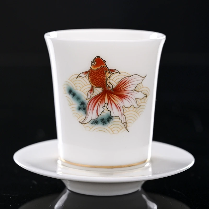 德化羊脂玉白瓷茶盏个人专用茶杯大容量功夫品茗杯主人杯单杯中式