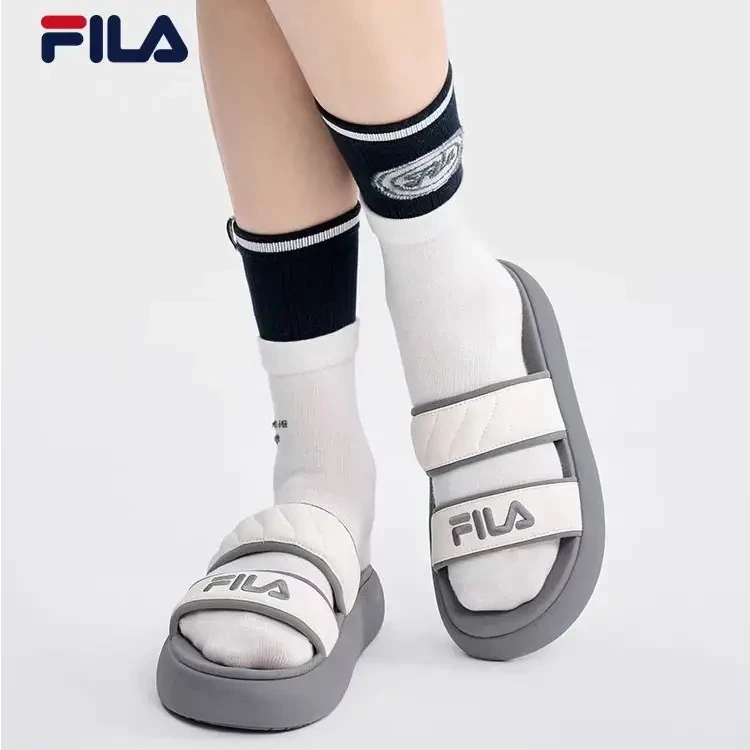 FILA斐乐女鞋甜甜圈2代夏外穿增高厚底舒适沙滩拖鞋F12W321503F