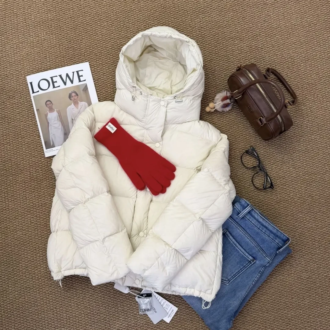 【90%白鹅绒】云感连帽轻盈韩版面包服羽绒服25027