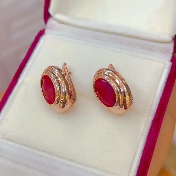 合金玻璃耳饰 耳环复古百搭民族风气质绿色饰品红色金简约时尚