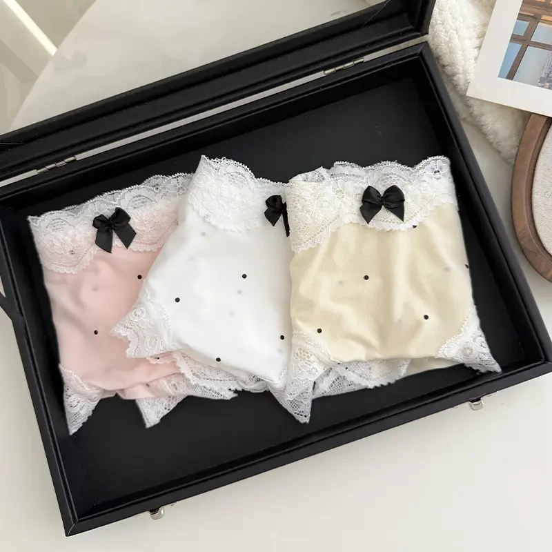 【高品质】法式纯欲蕾丝少女波点柔软内裤女款爆款新款抗菌裆提臀裤