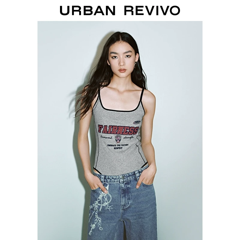 UR2025春季新款女装欧若风运动风刺绣修身连体式背心UYV450024