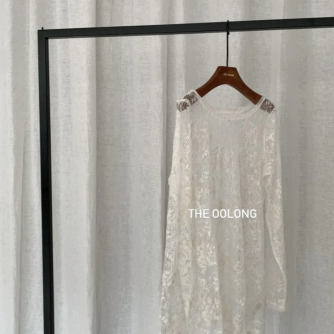 [精致蕾丝]秋季敲美款打底套头款圆领蕾丝T恤衫