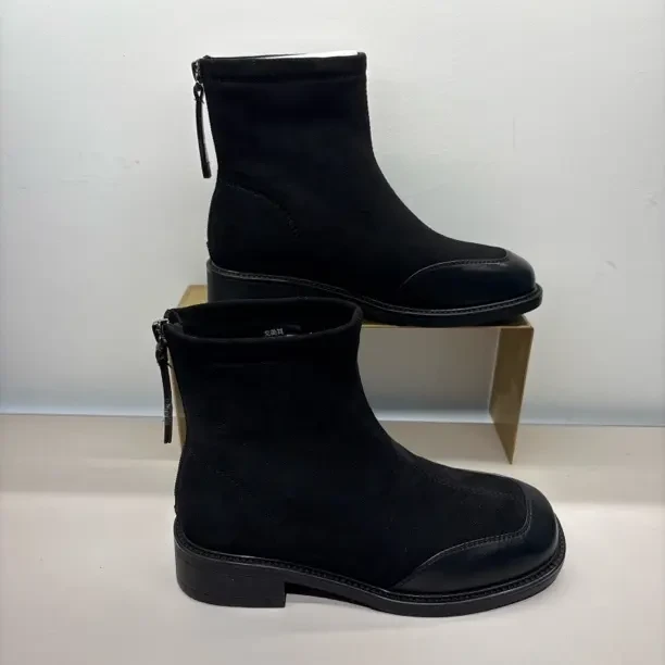 8072B-1秋冬新款平底弹力方头瘦瘦靴软底英伦风时尚百搭女靴