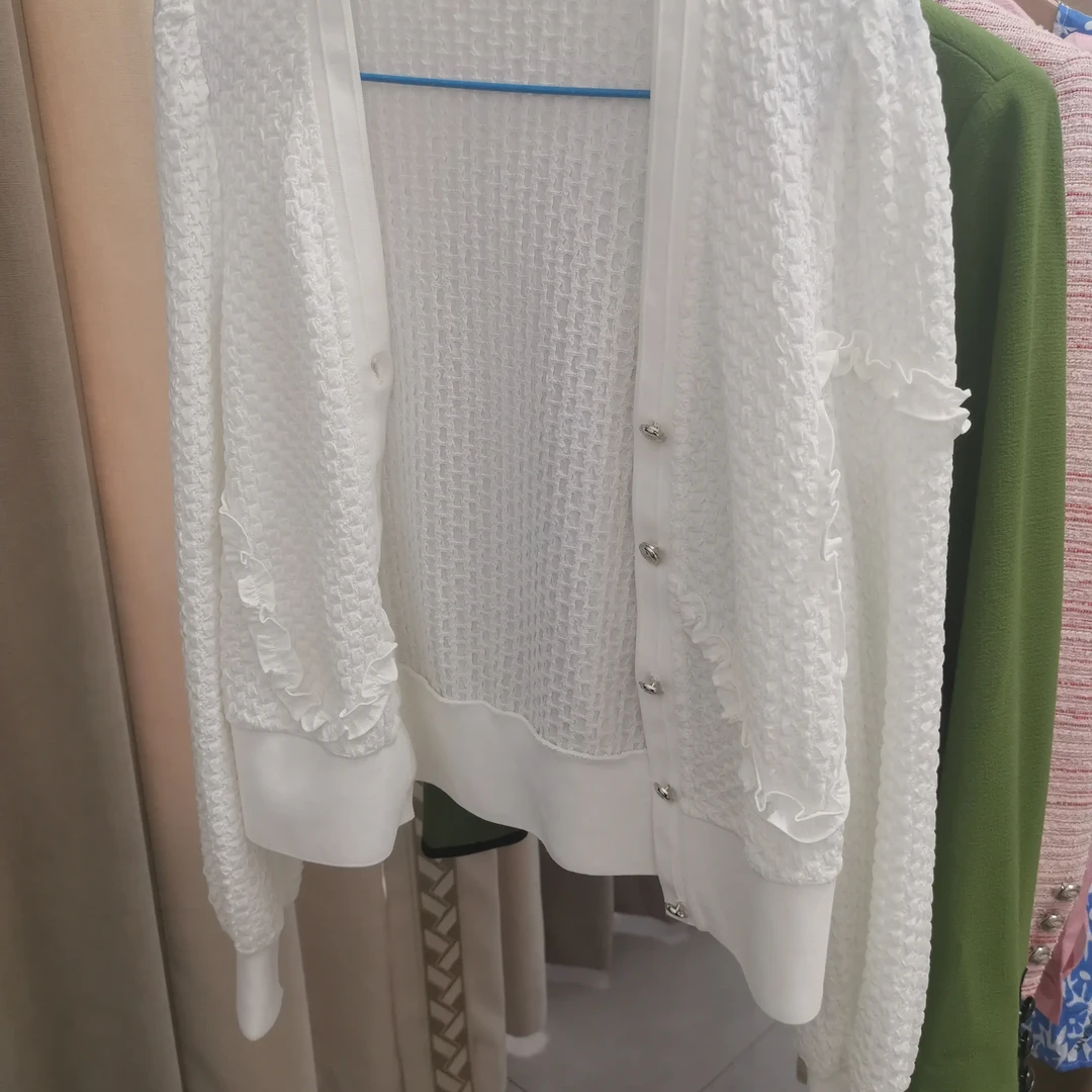 V领小香风针织开衫女春秋气质百搭短款长袖薄款外搭上衣