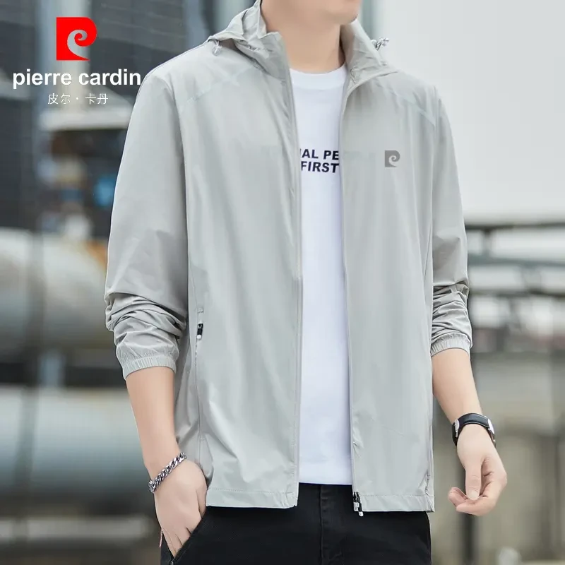 皮尔卡丹冰丝防晒衣男士夏季轻薄户外运动透气防紫外线防晒服外套