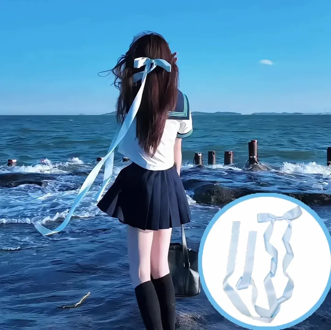 【喵喵】超仙气丝带蝴蝶结发夹水手服海边超长飘带发卡驾车个人用品