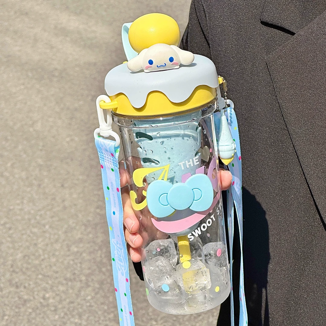 冰淇淋甜筒水杯女夏天高颜值多巴胺儿童吸管杯塑料学生便携随行杯