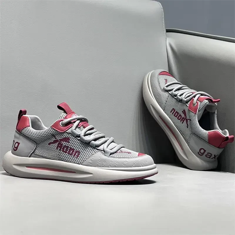 透气网面舒适运动休闲鞋男鞋2025夏季新款时尚百搭软底厚底阿甘鞋