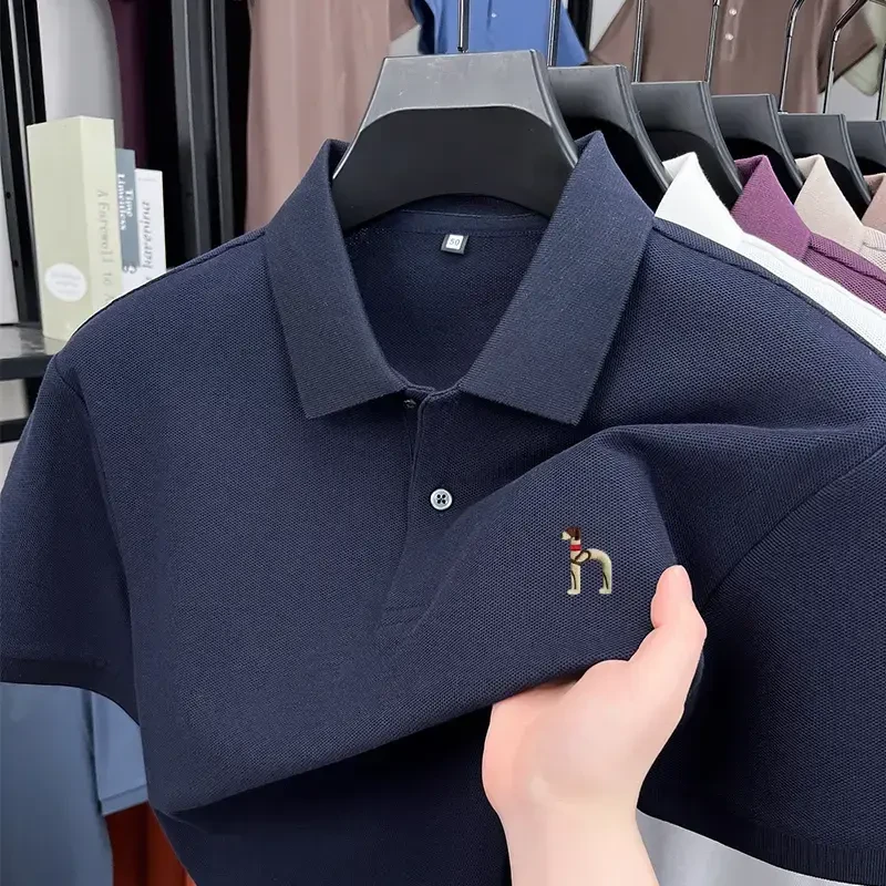 奥特莱斯撤柜丨刺绣2025新款夏季男士纯棉简约短袖POLO衫T恤