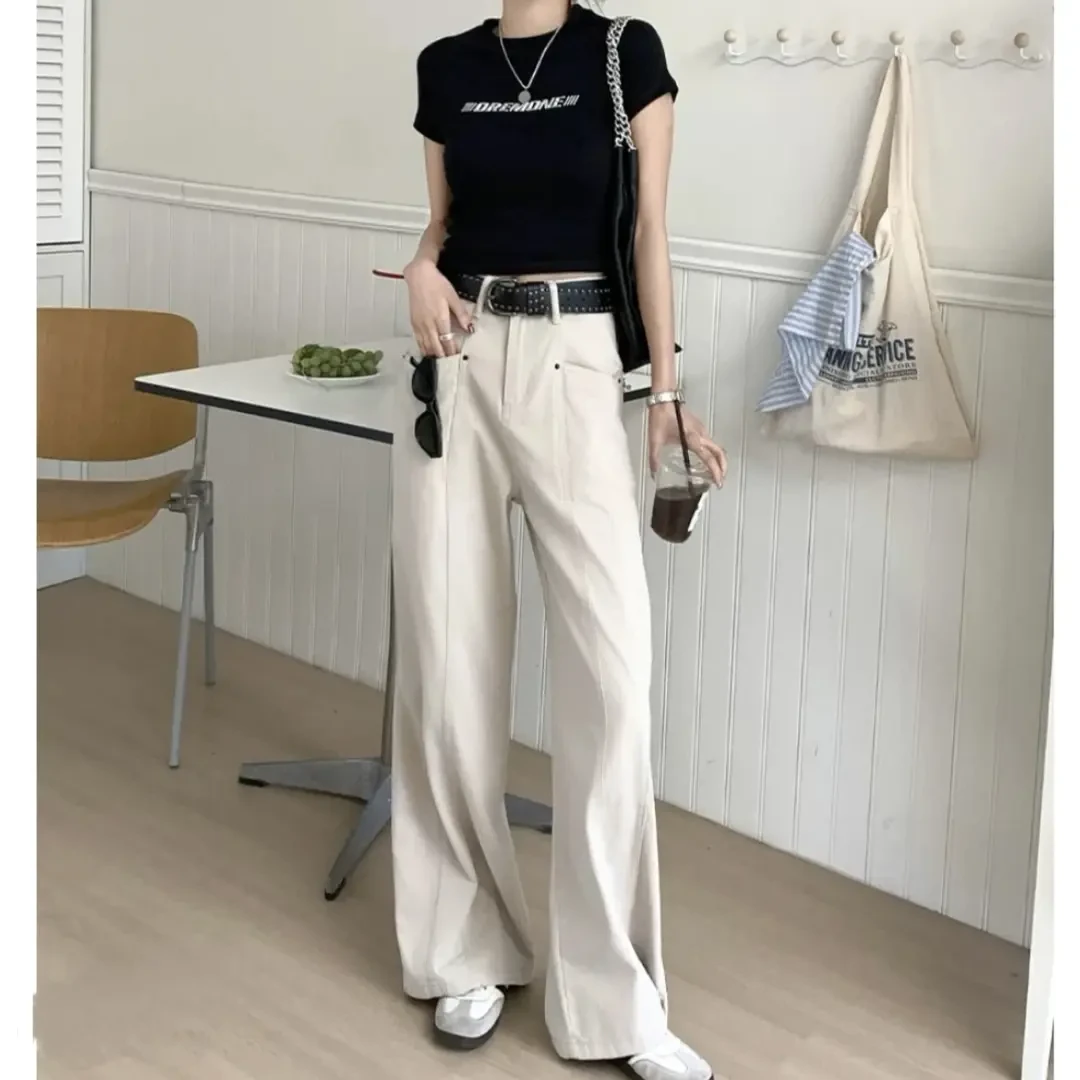 小个子美式工装牛仔裤女2025春夏新款早春高腰时尚百搭显瘦直筒裤