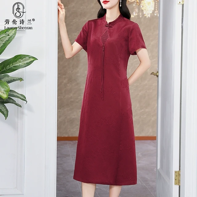 新中式花罗香云纱连衣裙女2025夏季新款喜婆婆婚宴妈妈装真丝裙子