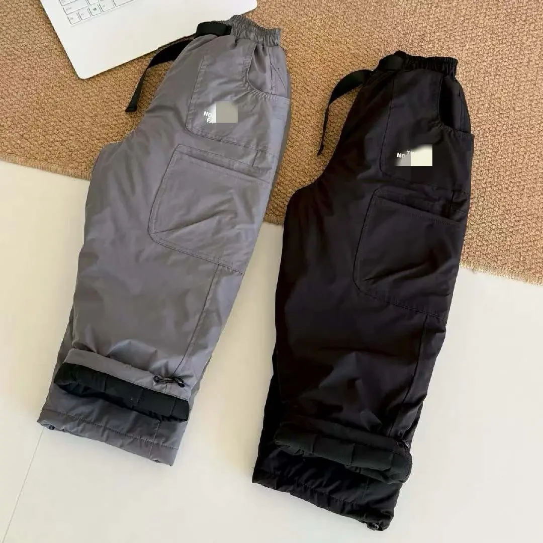 户外机能风 儿童冬季防风防水 绗缝夹棉保暖宽松直筒棉裤