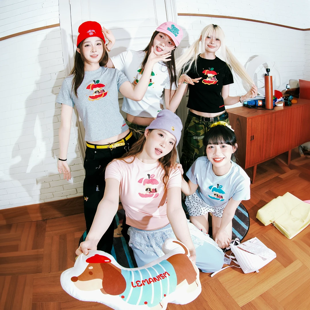 lemanism美式潮流卡通印花短袖T恤女中性风夏季修身半袖2025新款