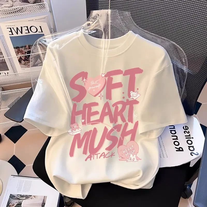 白色纯棉女童短袖T恤2025夏季新款童装儿童宽松上衣衣服中大童夏