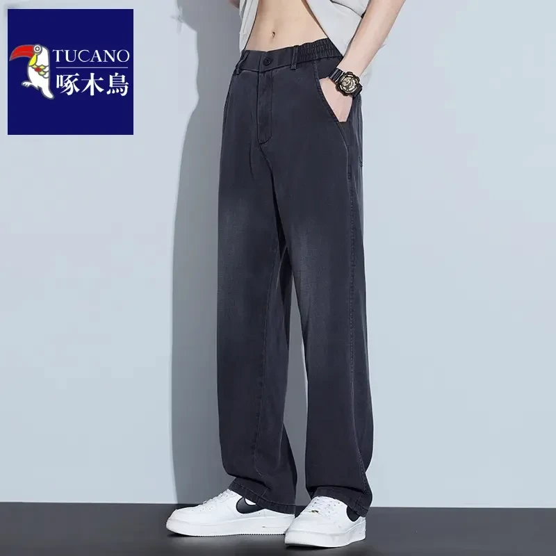 啄木鸟牛仔裤男士薄款弹力宽松直筒牛仔裤男款夏季男款男装裤子