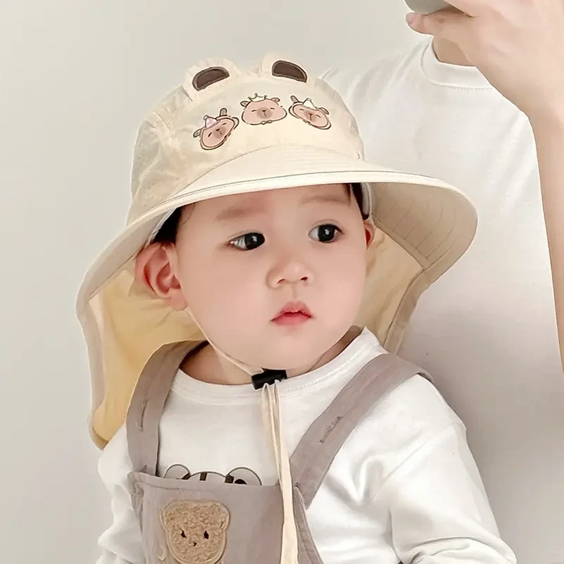 宝宝帽子春秋薄款婴儿帽可爱夏季渔夫帽男款帽大檐儿童防晒男款帽