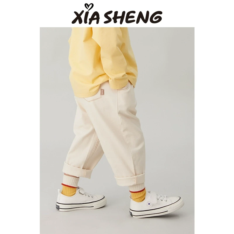 夏生百搭蹲蹲裤男女童加绒长裤宝宝宽松裤子儿童老爹裤秋冬装新款