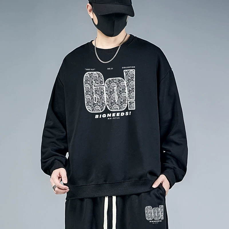 男士卫衣秋冬加肥加大男款秋装上衣胖子宽松百搭长袖男装打底衫潮