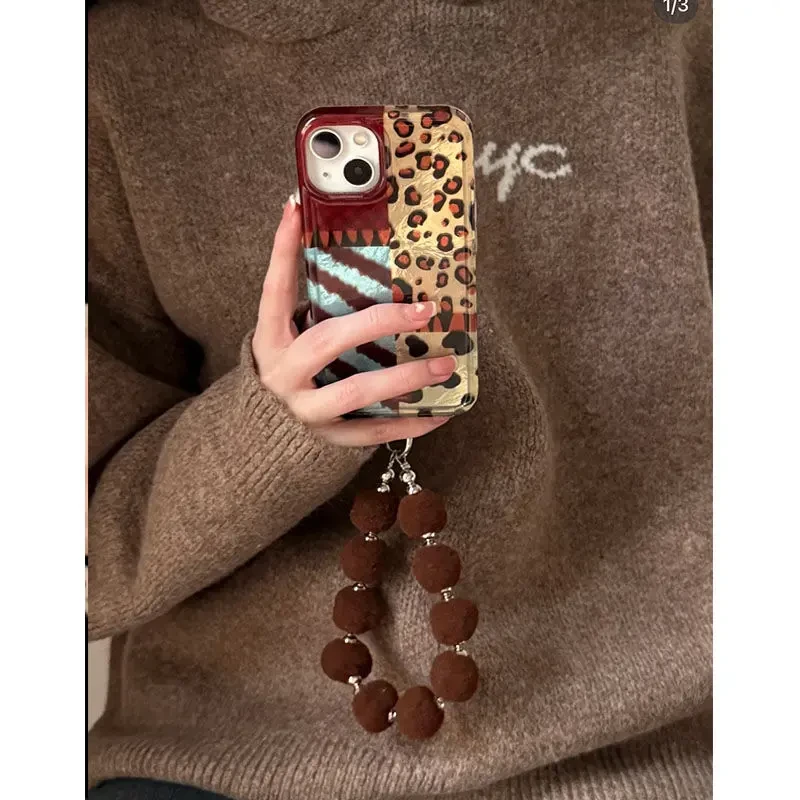 拼接爆款腕带适配iPhone16手机壳华为vivo小米oppo创意个性冰川纹
