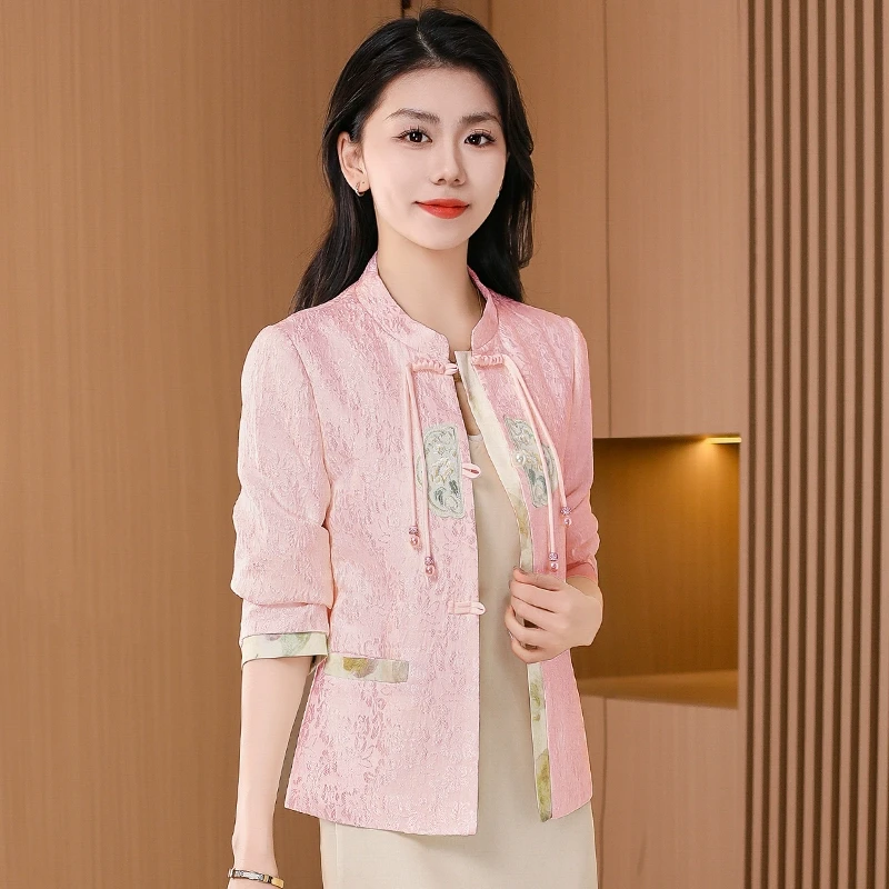 【拉夏】新中式国风短款外套女2025早秋新款爆款贵夫人印花爆款上衣