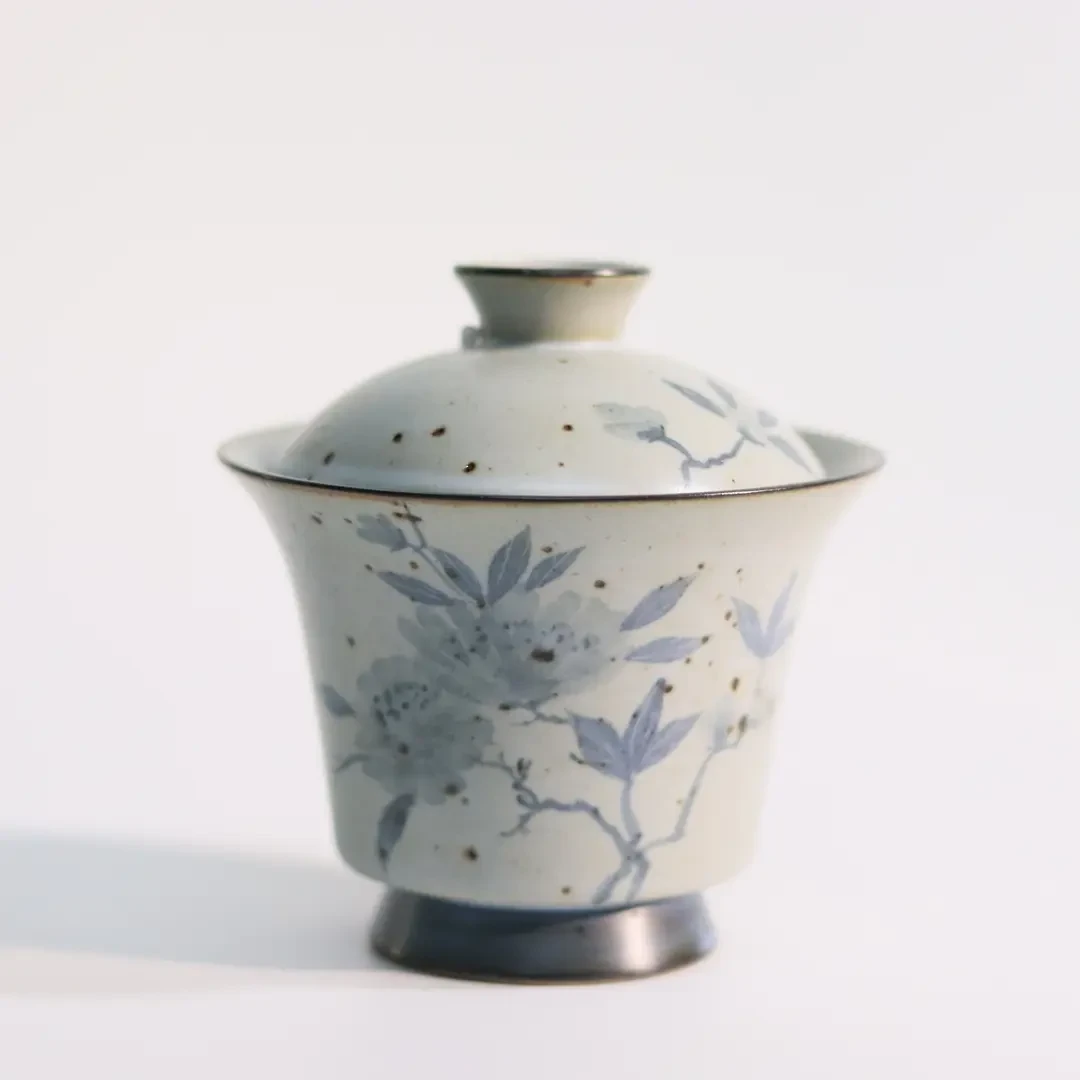 gb手绘水墨芍药系列盖碗