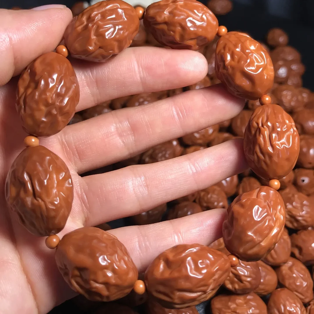 精品大枣橄榄核雕刻手串男款文玩手把件核雕手链