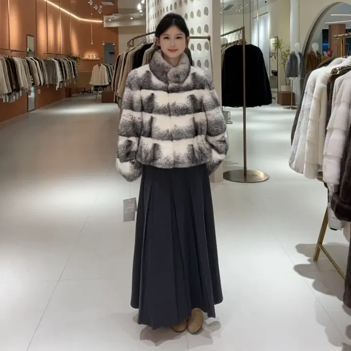 【裘老大】进口海宁100%十字貂进口紫金短二短款貂皮外套