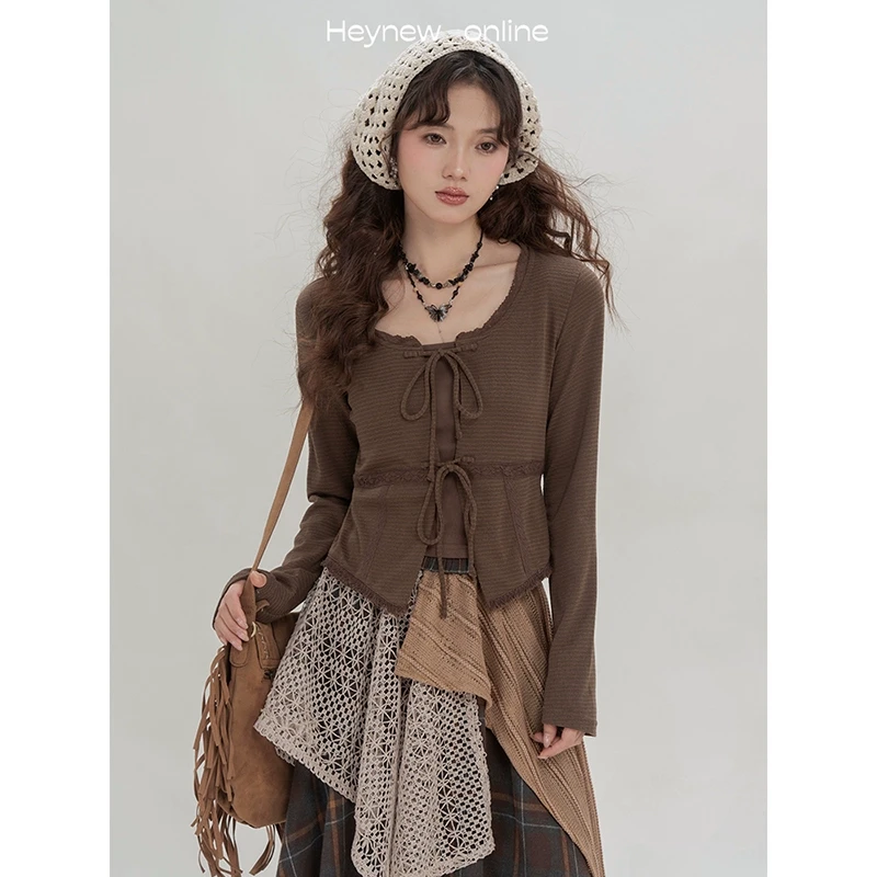 【黑妞 元宵上新 】度假风美拉德废土风系带少女感两件套上衣-5C017