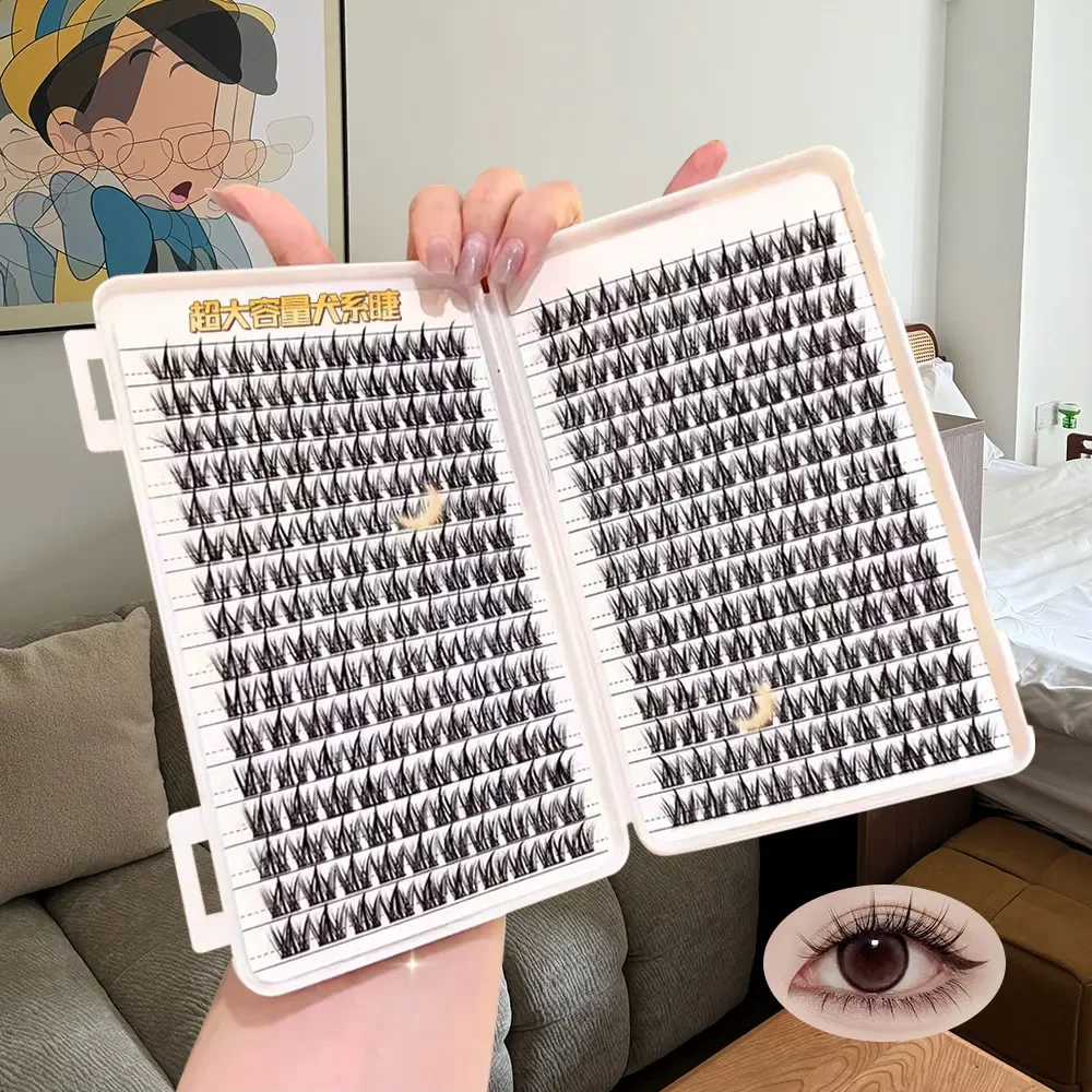 免胶假睫毛犬系狗狗眼自然卷翘浓密无需胶水仿真分段式新手假睫毛