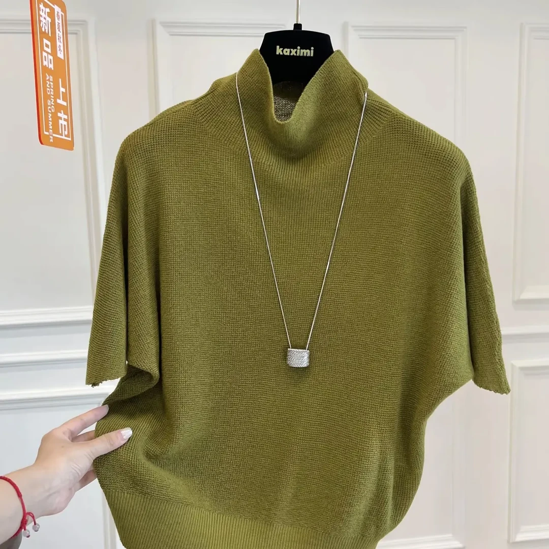堆堆领毛针织衫秋季常规款网红半高领针织休闲女纯色(不要机洗)