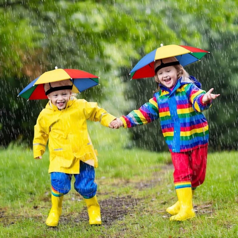 伞式太阳帽儿童雨伞头戴式钓鱼帽子防雨带头遮阳伞小孩太阳伞