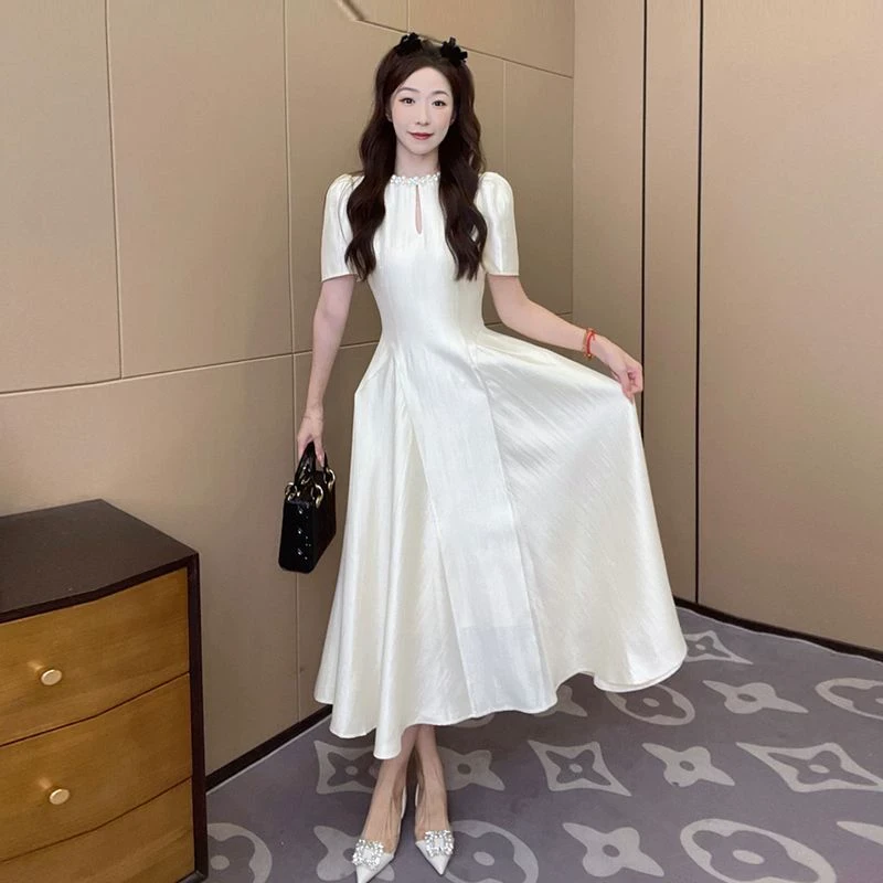 高贵气质法式名媛风连衣裙夏季新款小香风显瘦高级感长裙0774