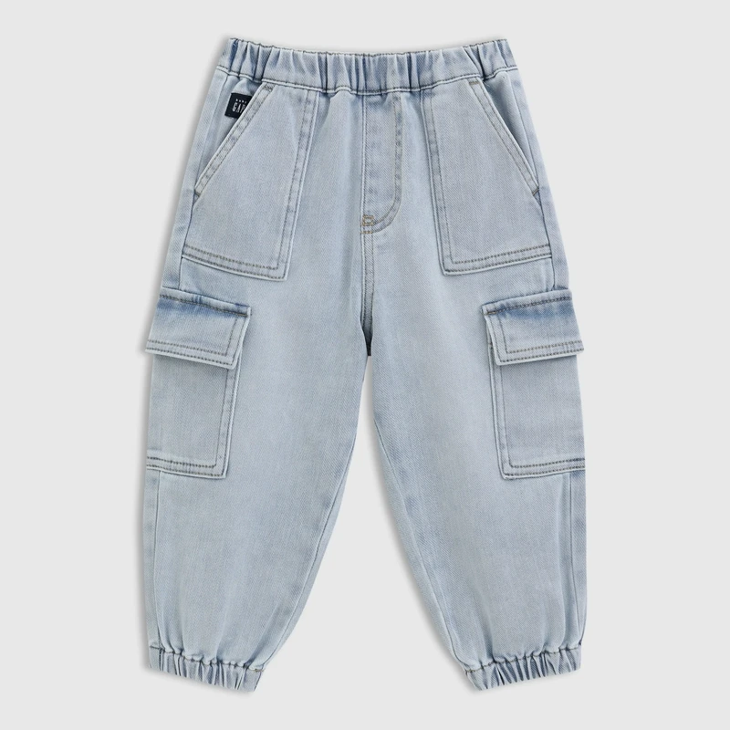 【大小童同款】Gap男童2025春季新款束口牛仔裤儿童装长裤674053