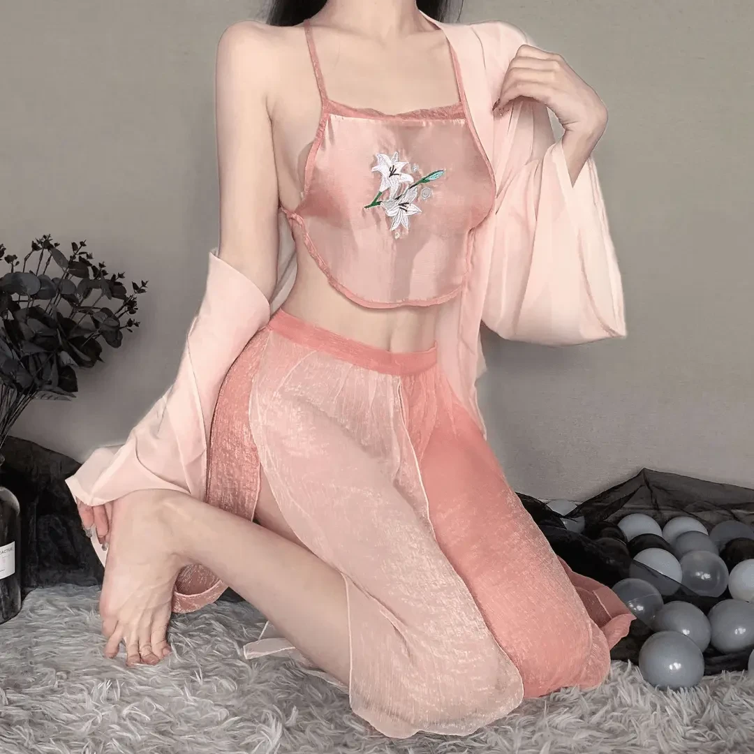 【天若有情】性感睡衣古风汉服刺绣纯欲风长裙制服套装汉元素仙女裙