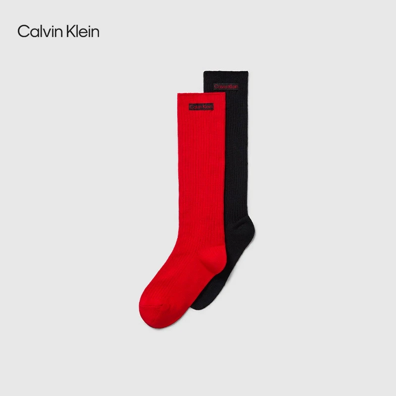 CK Jeans25早春女士两双装本命年新年红休闲中筒袜子礼物LS000374