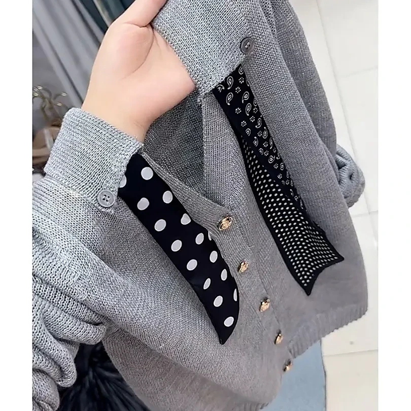 韩系chic宽松软糯慵懒风松弛感毛衣高级感超好看灰色针织开衫春秋