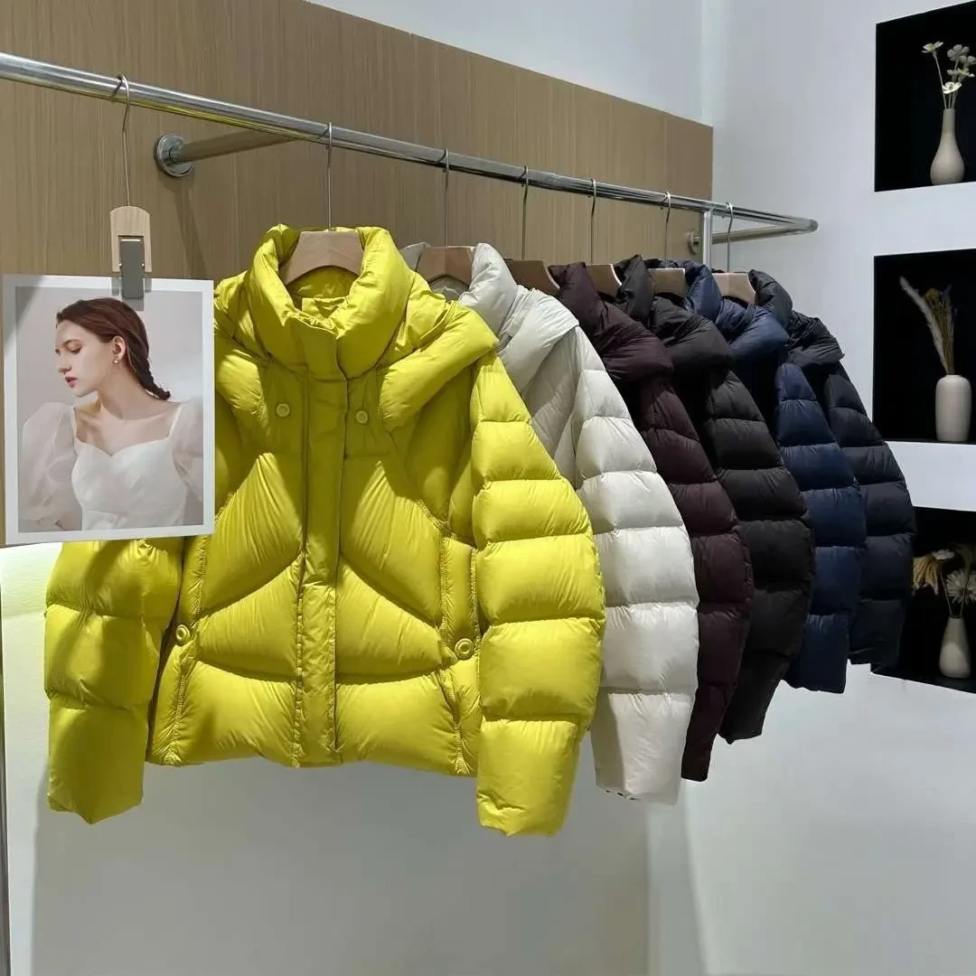 冬季新款连帽宽松泡芙款白鸭绒女加厚保暖