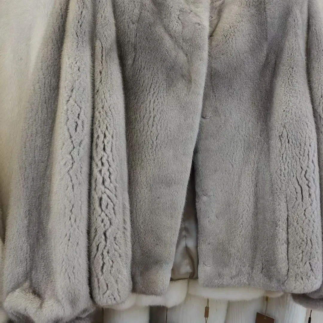 银兰立领吊袖工60长进口整貂水貂皮草外套女士冬季时尚百搭